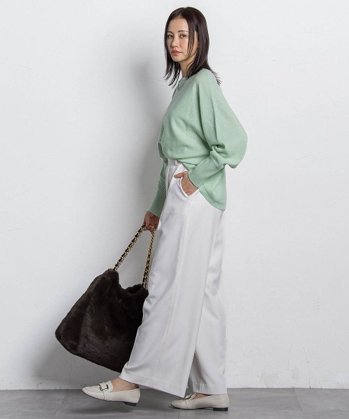 LAUTREAMONT(ロートレアモン)の「ソフィーツイルストレッチワイドパンツ ≪洗える≫(その他パンツ・レディース・オフホワイト/チャコールグレー・7号/9号/11号)」の4枚目の写真