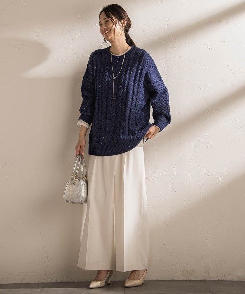 LAUTREAMONT(ロートレアモン)の「ソフィーツイルストレッチワイドパンツ ≪洗える≫(その他パンツ・レディース・オフホワイト/チャコールグレー・7号/9号/11号)」の17枚目の写真