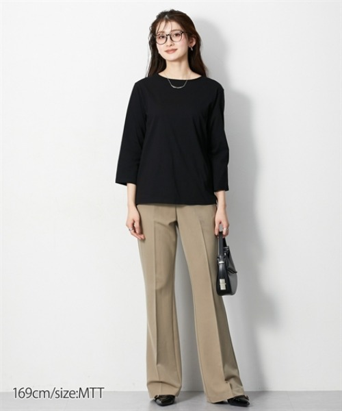 slattgir(スラットジール)の「高身長 綿100%汗染み防止七分袖カットソーTシャツ(トールサイズ)(Tシャツ/カットソー・レディース・ブラック/ブラウン系/オフホワイト・T3L/TLL/TL/TM/T5L/T4L)」の10枚目の写真