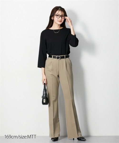 slattgir(スラットジール)の「高身長 綿100%汗染み防止七分袖カットソーTシャツ(トールサイズ)(Tシャツ/カットソー・レディース・ブラック/ブラウン系/オフホワイト・T3L/TLL/TL/TM/T5L/T4L)」の15枚目の写真