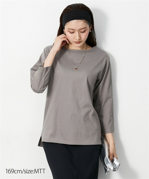 slattgir(スラットジール)の「高身長 綿100%汗染み防止七分袖カットソーTシャツ(トールサイズ)(Tシャツ/カットソー・レディース・ブラック/ブラウン系/オフホワイト・T3L/TLL/TL/TM/T5L/T4L)」の20枚目の写真