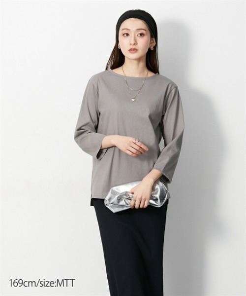 slattgir(スラットジール)の「高身長 綿100%汗染み防止七分袖カットソーTシャツ(トールサイズ)(Tシャツ/カットソー・レディース・ブラック/ブラウン系/オフホワイト・T3L/TLL/TL/TM/T5L/T4L)」の21枚目の写真