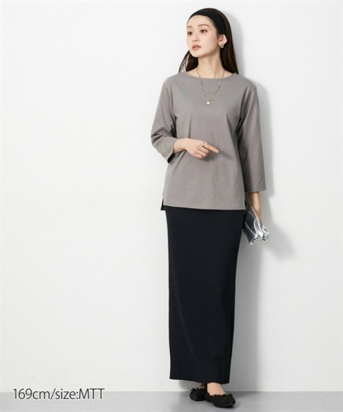 slattgir(スラットジール)の「高身長 綿100%汗染み防止七分袖カットソーTシャツ(トールサイズ)(Tシャツ/カットソー・レディース・ブラック/ブラウン系/オフホワイト・T3L/TLL/TL/TM/T5L/T4L)」の22枚目の写真