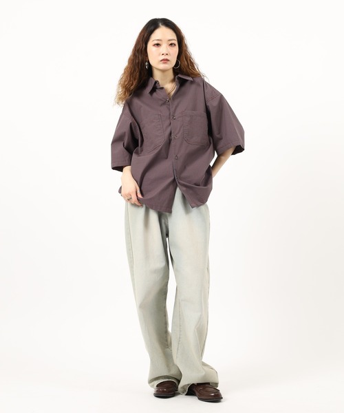 Jungle Storm（ジャングルストーム）の「JUNGLE STORM H/S小格子チェックショートレングスシャツ 半袖（シャツ/ブラウス・メンズ・チャコールグレー/ホワイト/ネイビー・M/L）」の8枚目の写真