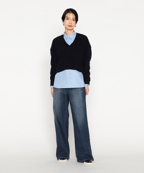 Gabardine K.T(ギャバジンケーティー)の「〔 +サイズ 〕 ニットコール レイヤードセーター(Tシャツ/カットソー・レディース・グレー/ライトグレー/ネイビー・13号)」の10枚目の写真