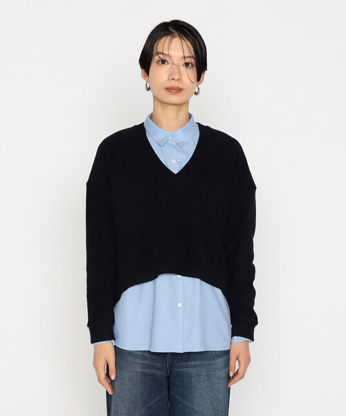 Gabardine K.T(ギャバジンケーティー)の「〔 +サイズ 〕 ニットコール レイヤードセーター(Tシャツ/カットソー・レディース・グレー/ライトグレー/ネイビー・13号)」の12枚目の写真