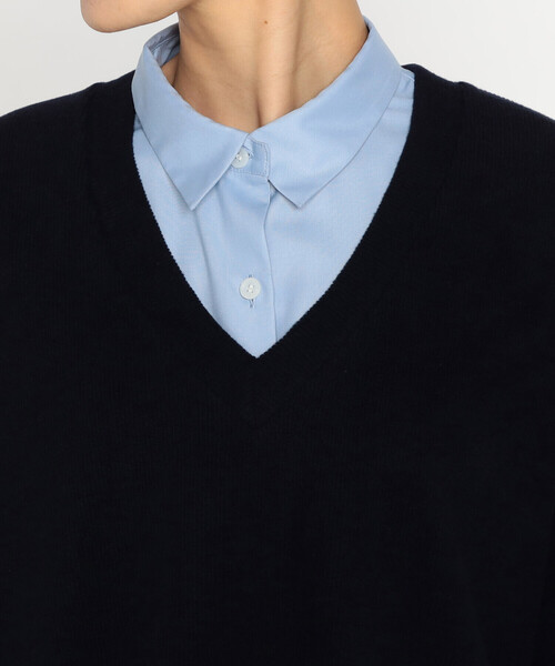 Gabardine K.T(ギャバジンケーティー)の「〔 +サイズ 〕 ニットコール レイヤードセーター(Tシャツ/カットソー・レディース・グレー/ライトグレー/ネイビー・13号)」の15枚目の写真