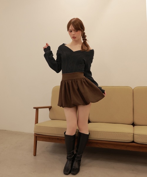 M DOLLY(エムドリー)の「cable lulea knit tops/ケーブルルレアニットトップス(ニット/セーター・レディース・ベージュ/ブラック/グレー・FREE)」の10枚目の写真