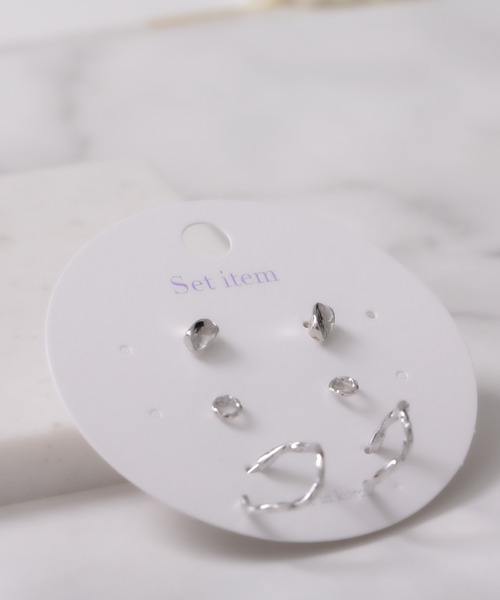 LINFA　（リンファ）の「ねじりフープ　セットピアス（ピアス（両耳用）・レディース・ゴールド/シルバー・FREE）」の2枚目の写真