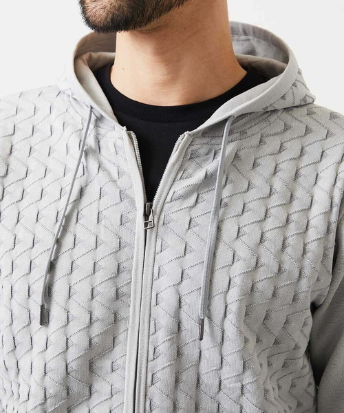 MICHEL KLEIN HOMME   （ミッシェルクランオム）の「【セットアップ】ニットジップアップパーカー（パーカー・メンズ・ライトグレー/ブラック・MEDIUM/LARGE/X-LARGE）」の9枚目の写真