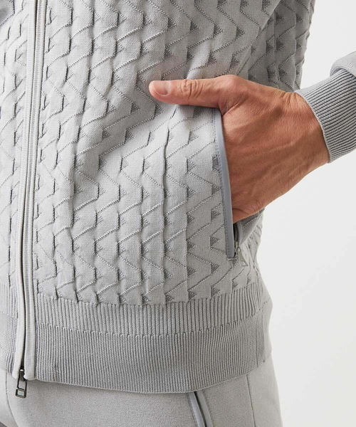 MICHEL KLEIN HOMME   （ミッシェルクランオム）の「【セットアップ】ニットジップアップパーカー（パーカー・メンズ・ライトグレー/ブラック・MEDIUM/LARGE/X-LARGE）」の11枚目の写真