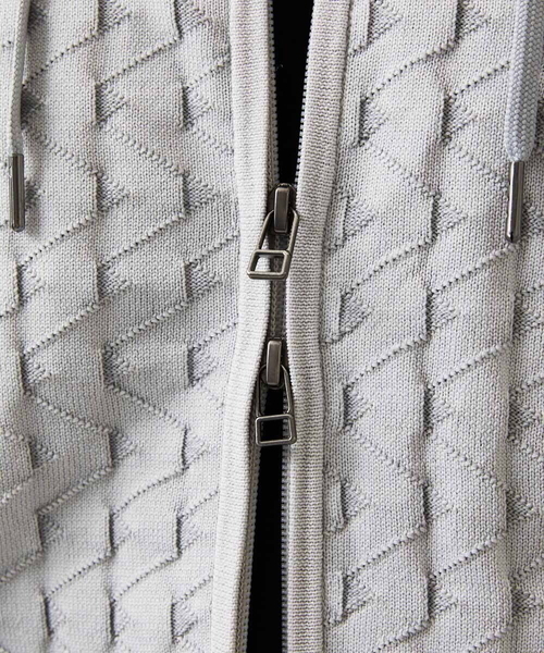 MICHEL KLEIN HOMME   （ミッシェルクランオム）の「【セットアップ】ニットジップアップパーカー（パーカー・メンズ・ライトグレー/ブラック・MEDIUM/LARGE/X-LARGE）」の13枚目の写真