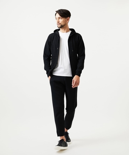 MICHEL KLEIN HOMME   （ミッシェルクランオム）の「【セットアップ】ニットジップアップパーカー（パーカー・メンズ・ライトグレー/ブラック・MEDIUM/LARGE/X-LARGE）」の14枚目の写真