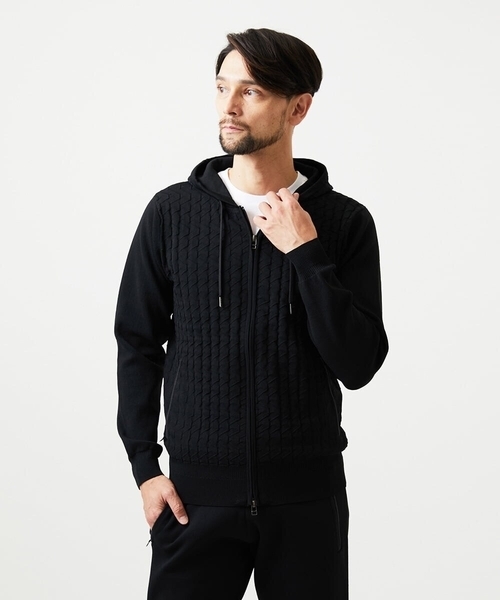 MICHEL KLEIN HOMME   （ミッシェルクランオム）の「【セットアップ】ニットジップアップパーカー（パーカー・メンズ・ライトグレー/ブラック・MEDIUM/LARGE/X-LARGE）」の15枚目の写真