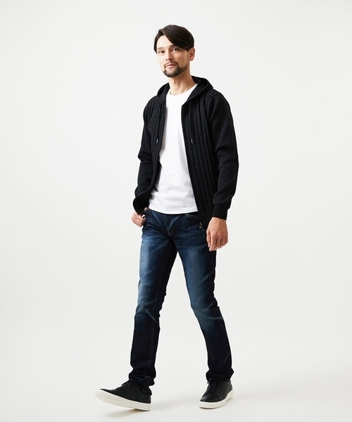 MICHEL KLEIN HOMME   （ミッシェルクランオム）の「【セットアップ】ニットジップアップパーカー（パーカー・メンズ・ライトグレー/ブラック・MEDIUM/LARGE/X-LARGE）」の17枚目の写真