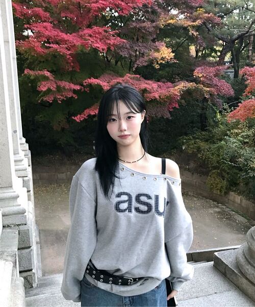 as you are(アズユーアー)の「AU ワンショルダーボートネック スウェット メランジ(スウェット・レディース・その他・OS)」の2枚目の写真