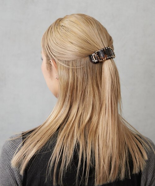BIRTHDAY BAR(バースデイバー)の「スタッズ付き横バンス(バレッタ/ヘアクリップ・レディース・ブラウン/ベージュ/ブラック・0)」の18枚目の写真