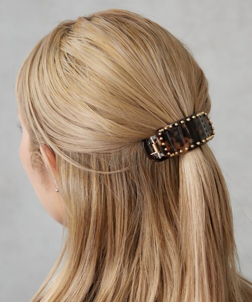 BIRTHDAY BAR(バースデイバー)の「スタッズ付き横バンス(バレッタ/ヘアクリップ・レディース・ブラウン/ベージュ/ブラック・0)」の19枚目の写真