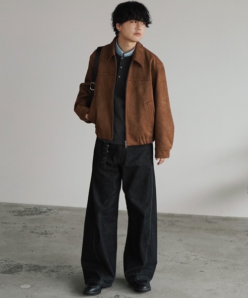 WYM LIDNM(ウィム バイ リドム)の「FAUX SUEDE ZIP BLOUSON(ブルゾン・メンズ・ブラウン/ブラック/ブラック系・XS/S/M/L)」の9枚目の写真