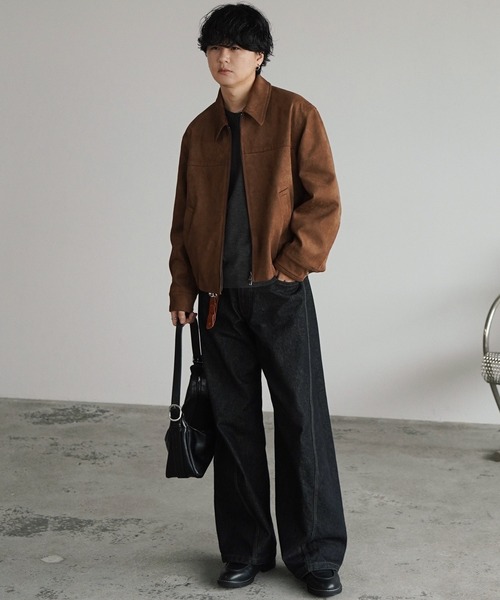WYM LIDNM(ウィム バイ リドム)の「FAUX SUEDE ZIP BLOUSON(ブルゾン・メンズ・ブラウン/ブラック/ブラック系・XS/S/M/L)」の14枚目の写真