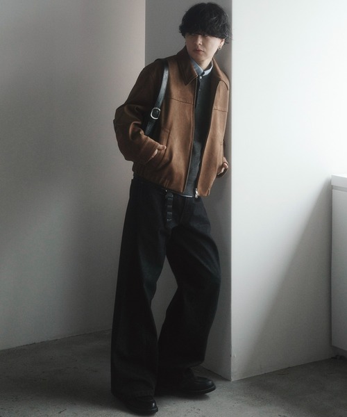 WYM LIDNM(ウィム バイ リドム)の「FAUX SUEDE ZIP BLOUSON(ブルゾン・メンズ・ブラウン/ブラック/ブラック系・XS/S/M/L)」の13枚目の写真