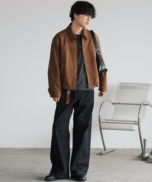 WYM LIDNM(ウィム バイ リドム)の「FAUX SUEDE ZIP BLOUSON(ブルゾン・メンズ・ブラウン/ブラック/ブラック系・XS/S/M/L)」の18枚目の写真