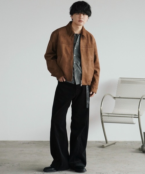 WYM LIDNM(ウィム バイ リドム)の「FAUX SUEDE ZIP BLOUSON(ブルゾン・メンズ・ブラウン/ブラック/ブラック系・XS/S/M/L)」の7枚目の写真