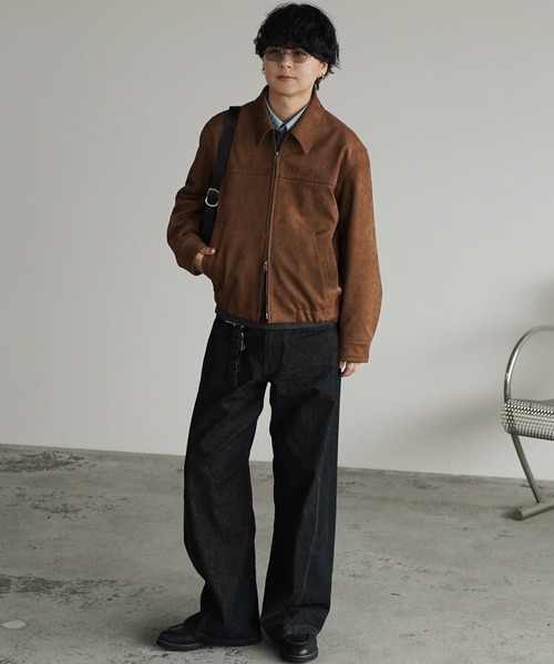 WYM LIDNM(ウィム バイ リドム)の「FAUX SUEDE ZIP BLOUSON(ブルゾン・メンズ・ブラウン/ブラック/ブラック系・XS/S/M/L)」の6枚目の写真