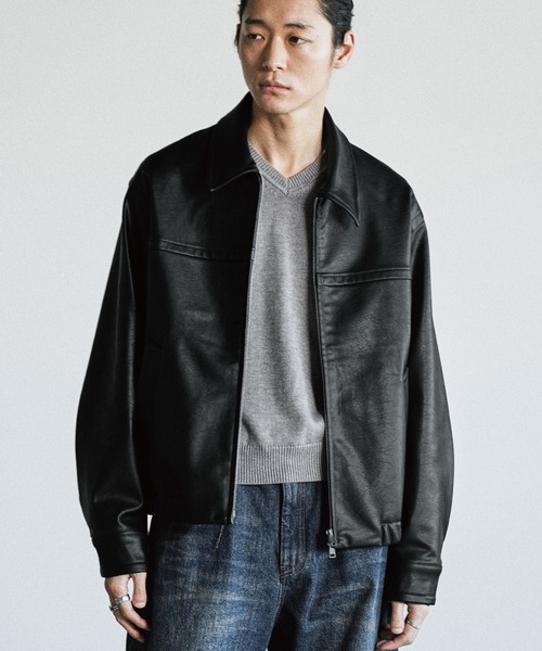 WYM LIDNM（ウィム バイ リドム）の「ARTIFICIAL GRAIN / FAUX SUEDE ZIP BLOUSON（ブルゾン・メンズ・ブラウン/ブラック・XS/S/M/L）」の6枚目の写真