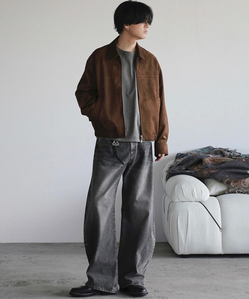 ARTIFICIAL GRAIN / FAUX SUEDE ZIP BLOUSON（ブルゾン）｜WYM LIDNM