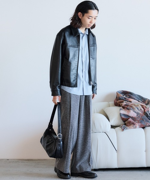 ARTIFICIAL GRAIN / FAUX SUEDE ZIP BLOUSON（ブルゾン）｜WYM LIDNM