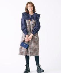 新品タグ付 Chesty チェスティー ビジュー ジャンパースカート ワンピース Chesty（チェスティ） ワンピース フリル×ジャガードジャケット