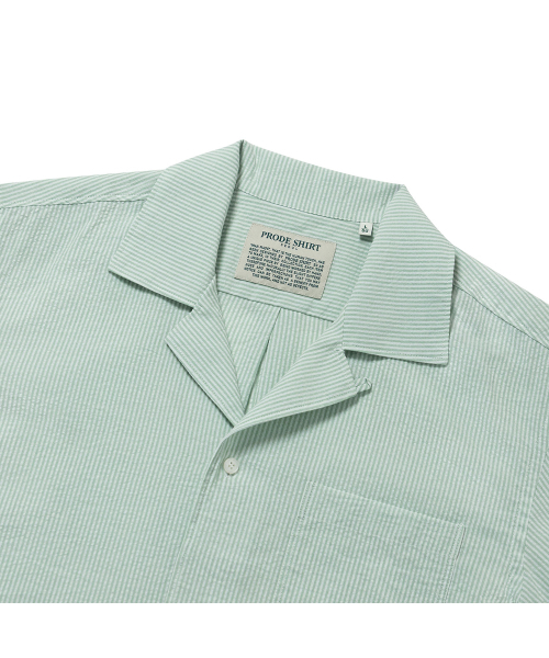 PRODESHIRT（プロデシャツ）の「[コンフォート] クーバンオープンカラーカプリキャンプシャツ (グリーンストライプ)（シャツ/ブラウス・メンズ・その他・M/L/XL）」の3枚目の写真