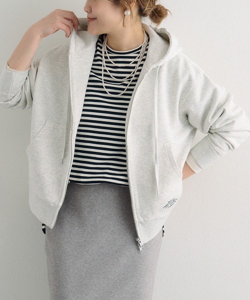 PUAL CE CIN（ピュアルセシン）の「ダブルジップ裏毛スウェットパーカー（パーカー・レディース・オフホワイト/グレー/オートミール・FREE）」の3枚目の写真