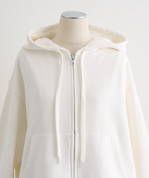 PUAL CE CIN（ピュアルセシン）の「ダブルジップ裏毛スウェットパーカー（パーカー・レディース・オフホワイト/グレー/オートミール・FREE）」の10枚目の写真
