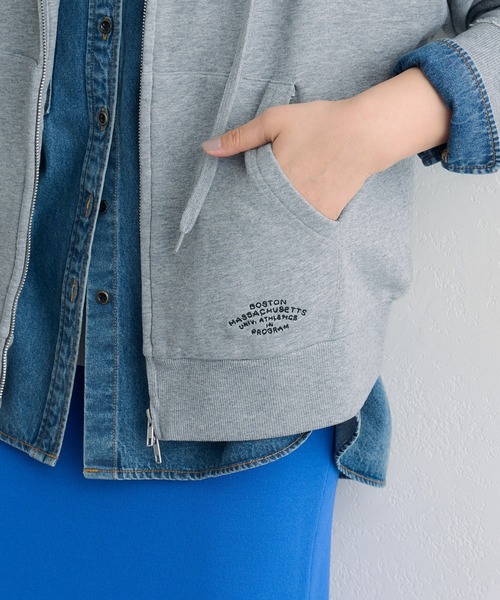 PUAL CE CIN（ピュアルセシン）の「ダブルジップ裏毛スウェットパーカー（パーカー・レディース・オフホワイト/グレー/オートミール・FREE）」の20枚目の写真