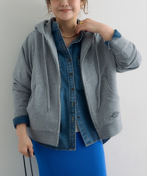 PUAL CE CIN（ピュアルセシン）の「ダブルジップ裏毛スウェットパーカー（パーカー・レディース・オフホワイト/グレー/オートミール・FREE）」の19枚目の写真