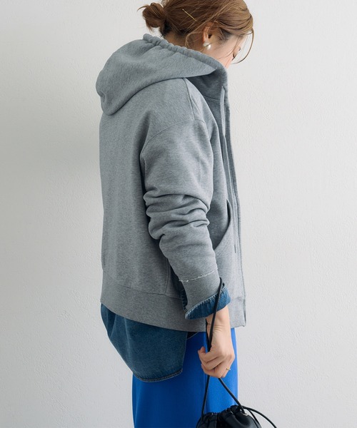 PUAL CE CIN（ピュアルセシン）の「ダブルジップ裏毛スウェットパーカー（パーカー・レディース・オフホワイト/グレー/オートミール・FREE）」の18枚目の写真