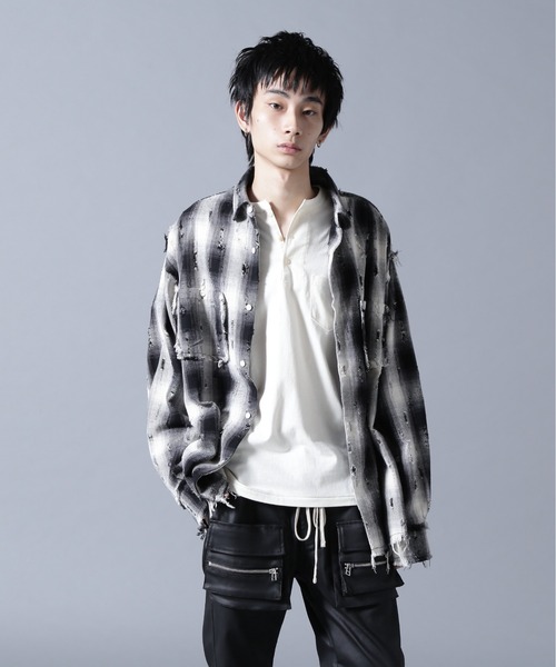 DANKE SCHON（ダンケシェーン）の「DankeSchon/ダンケシェーン/DAMAGE OMBRE CHECK L/S SHIRTS（シャツ/ブラウス・メンズ・ブラック/ブラウン・M/L）」の5枚目の写真