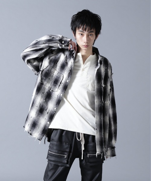 DANKE SCHON（ダンケシェーン）の「DankeSchon/ダンケシェーン/DAMAGE OMBRE CHECK L/S SHIRTS（シャツ/ブラウス・メンズ・ブラック/ブラウン・M/L）」の3枚目の写真