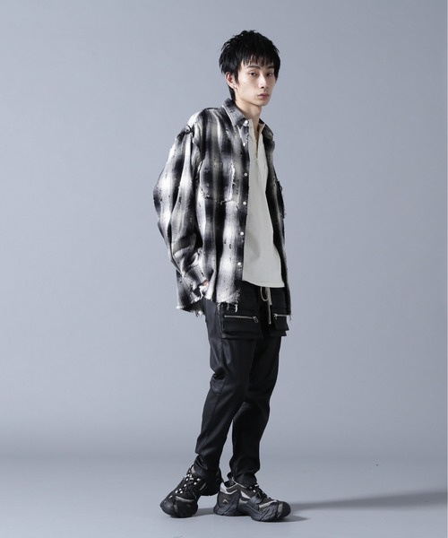 DANKE SCHON（ダンケシェーン）の「DankeSchon/ダンケシェーン/DAMAGE OMBRE CHECK L/S SHIRTS（シャツ/ブラウス・メンズ・ブラック/ブラウン・M/L）」の9枚目の写真