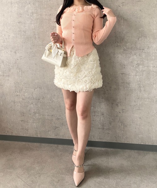 Mejoul(メジュール)の「【2026春夏新作】ローズモチーフシフォンボリュームミニスカート(スカート・レディース・ホワイト/アイボリー/ブラック・F)」の18枚目の写真