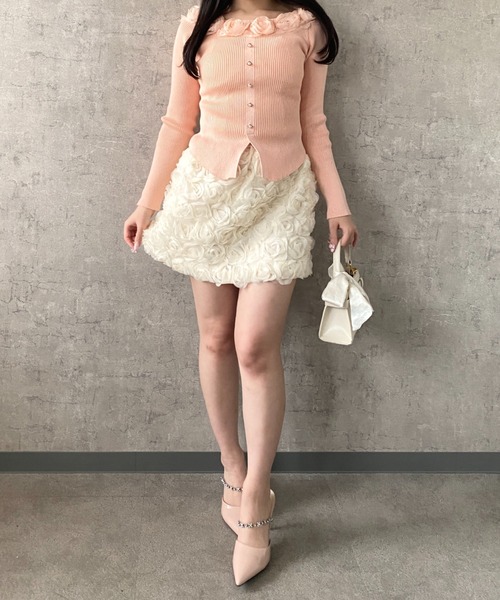 Mejoul(メジュール)の「【2026春夏新作】ローズモチーフシフォンボリュームミニスカート(スカート・レディース・ホワイト/アイボリー/ブラック・F)」の19枚目の写真