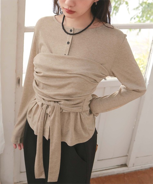 miette(ミエット)の「ビスチェレイヤードライクトップス(Tシャツ/カットソー・レディース・ベージュ/ブラック/チャコール・M/S/L)」の17枚目の写真