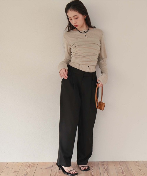 miette(ミエット)の「ビスチェレイヤードライクトップス(Tシャツ/カットソー・レディース・ベージュ/ブラック/チャコール・M/S/L)」の18枚目の写真