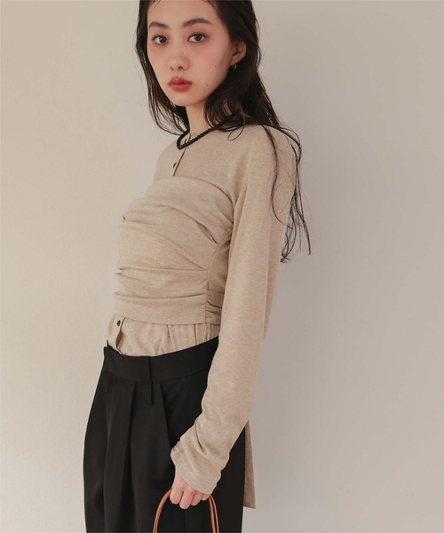 miette(ミエット)の「ビスチェレイヤードライクトップス(Tシャツ/カットソー・レディース・ベージュ/ブラック/チャコール・M/S/L)」の19枚目の写真