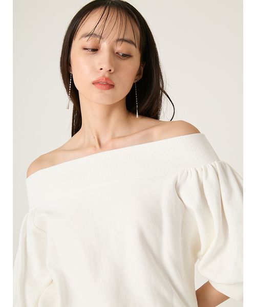 FRAY I.D（フレイアイディー）の「【FRAY I.D｜Champion】パフスリーブオフショルスウェット（スウェット・レディース・オフホワイト/ピンク/ネイビー・F）」の8枚目の写真