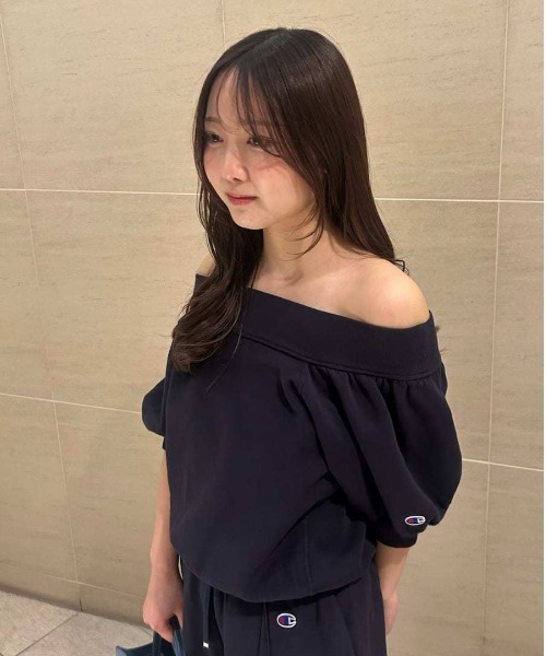 FRAY I.D｜Champion】パフスリーブオフショルスウェット（スウェット