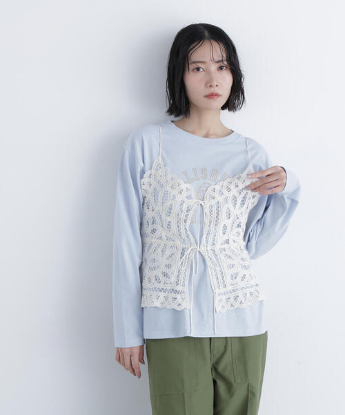 N.（N. Natural Beauty Basic）（エヌエヌナチュラルビューティーベーシック）の「カレッジロゴロンT（Tシャツ/カットソー・レディース・ライトブルー/オフホワイト/ネイビー・ﾌﾘ-）」の8枚目の写真