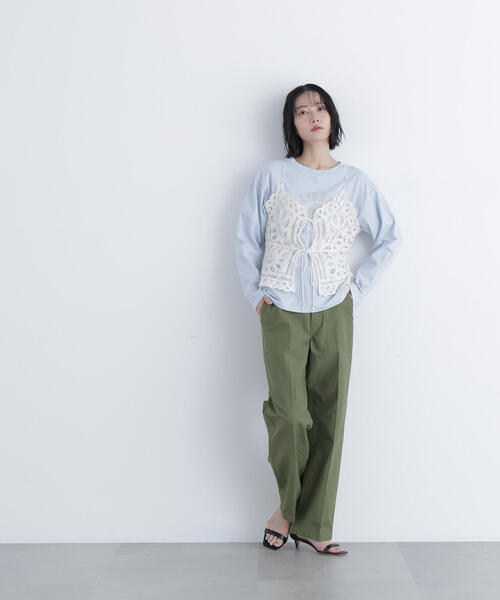 N.（N. Natural Beauty Basic）（エヌエヌナチュラルビューティーベーシック）の「カレッジロゴロンT（Tシャツ/カットソー・レディース・ライトブルー/オフホワイト/ネイビー・ﾌﾘ-）」の6枚目の写真